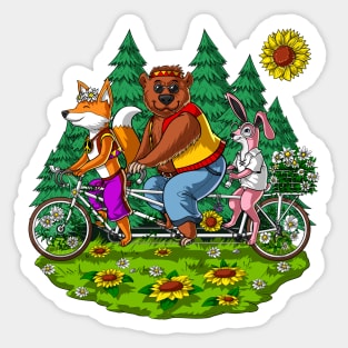 Hippie Forest Animals Sticker